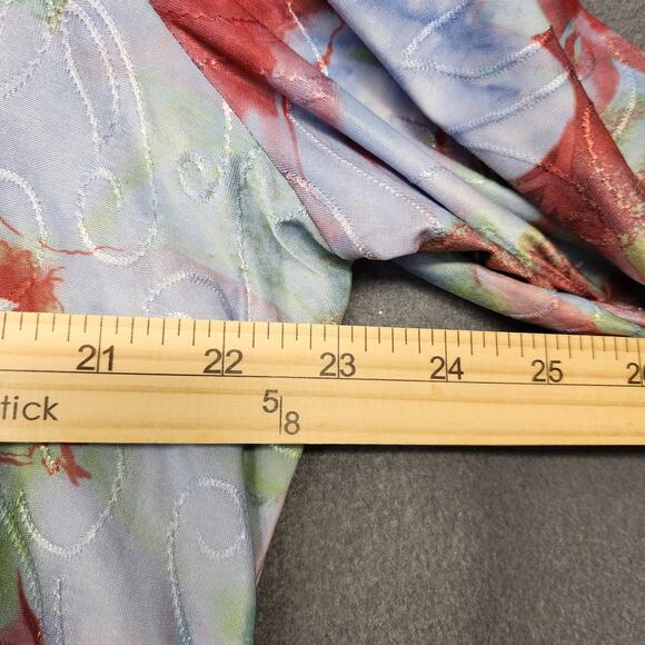 Cocomo Woman Top 3X Floral Popover 3/4 Roll Tab Sleeve Assymetric Hem Stretch - Picture 4 of 10